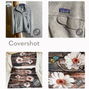 Patagonia soft🤍snap neck+🦘pocket women’s medium+3🪵27x15”🌼🦋kitchen towels